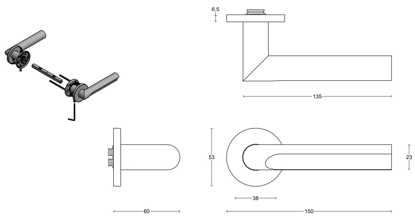 Formani - Deurkruk David Rockwell ECLIPSE DR103-G op rozet mat zwart - Afbeelding 5
