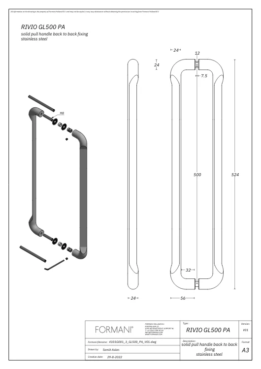 Formani - Set deurgrepen RIVIO by Gensler GL500PA PVD zwart - Afbeelding 4