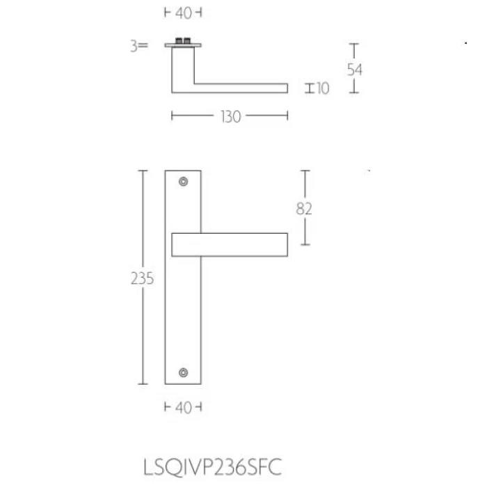 Formani - Deurkruk SQUARE LSQ4P236SFC ongeveerd op blind schild mat rvs - Afbeelding 2