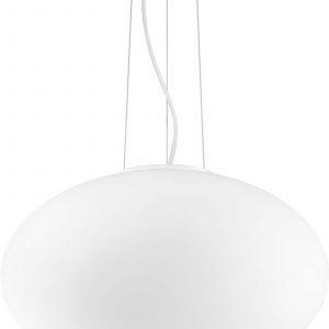 Candy, Pendel lampe, Sp1, glas by Ideal Lux (D: 40 cm. x H: 29 cm., Hvid/Krom)