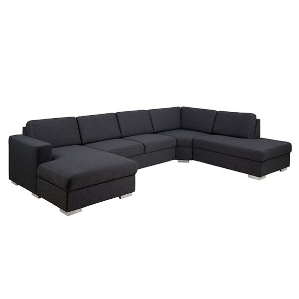 Construct U-sofa m/open end og chaiselong - stof/læder