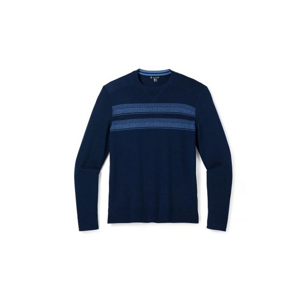 Smartwool Mens Sparwood Stripe Crew Sweater (Blå (DEEP NAVY HTHR LAGUNA BLUE H) Small)