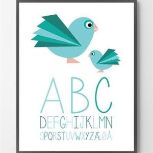 ABC plakater - Turkis - 30x40 cm.