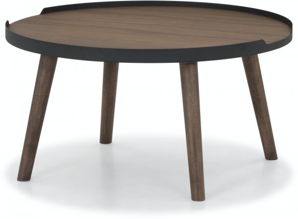 Hasseris, Rundt sofabord med metalramme, Ø80 cm by Nielsen Design (D: 80 cm. x H: 42 cm., Valnød)