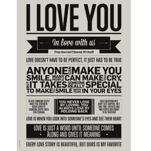 I Love My Type Plakat - A3 - I Love You - Warm Grey