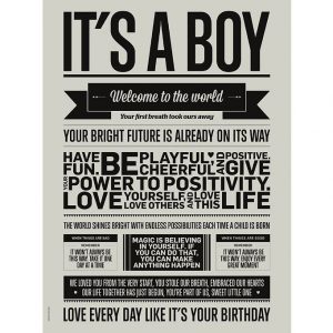 I Love My Type Plakat - A3 - Love Typography - It's A Boy