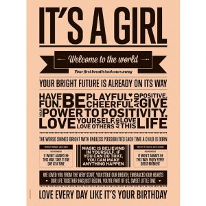 I Love My Type Plakat - A3 - Love Typography - It's A Girl