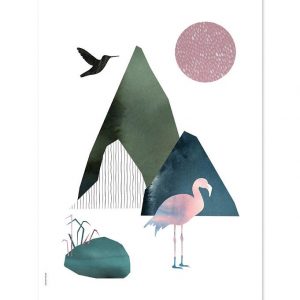 I Love My Type Plakat - A3 - Mountain Life - Flamingo