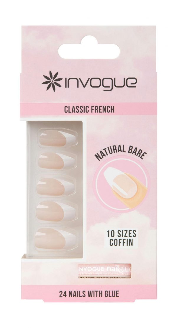 Invogue Classic French Coffin Nails Natural Bare 24 stk