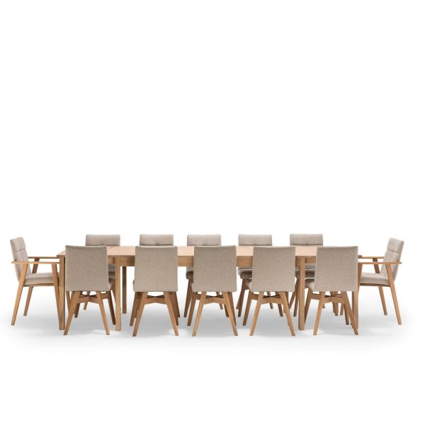 NocNoi spisebordssæt i eg m. 6 stole m/u armlæn, 6-18 pers. (200x100) - Med udtræk til 5 m. Stole uden armlæn