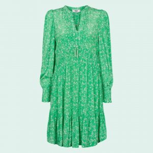 Haylee dress, viscose kjole i grøn med hvidt print
