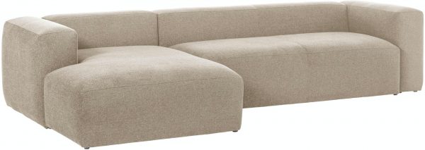 Blok, Sofa med chaiselong, Venstrevendt, Stof by Kave Home (H: 69 cm. B: 330 cm. L: 174 cm., Beige)