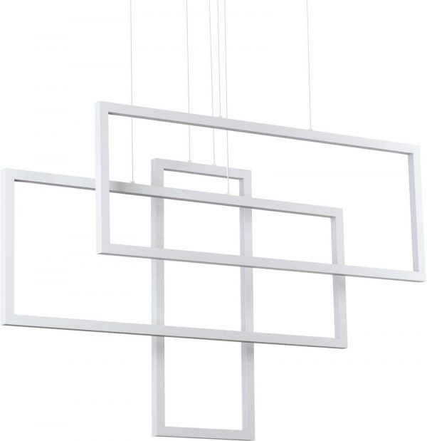 Frame, Pendel lampe, Sp, aluminium by Ideal Lux (H: 60 cm. x B: 18 cm. x L: 103 cm., Hvid)