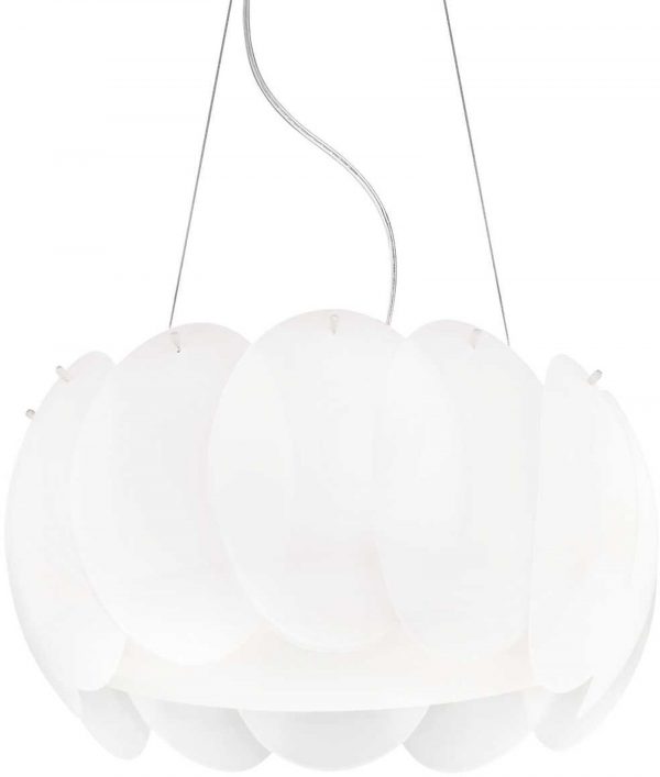 Ovalino, Pendel lampe, Sp5, glas by Ideal Lux (D: 44 cm. x H: 21 cm., Hvid)