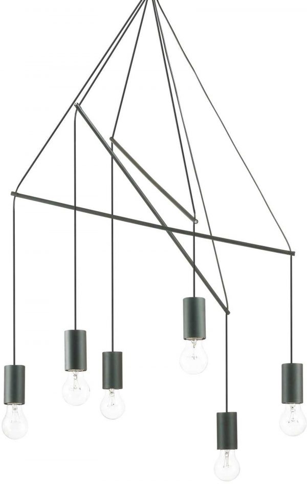 Pop, Pendel lampe, Sp6, metal by Ideal Lux (D: 54 cm. x H: 104 cm., Sort)