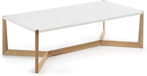 Quatro, Sofabord by Kave Home (H: 35 cm. B: 120 cm. L: 60 cm., Natur/Hvid)