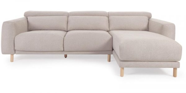 Singa, Chaiselong sofa, Højrevendt, stof by Kave Home (H: 98 cm. x B: 296 cm. x L: 180 cm., Beige)