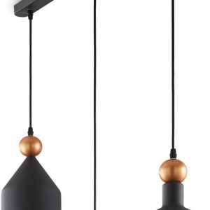 Triade, Pendel lampe, Sp3, metal by Ideal Lux (H: 52 cm. x B: 25 cm. x L: 75 cm., Grå/Sort)