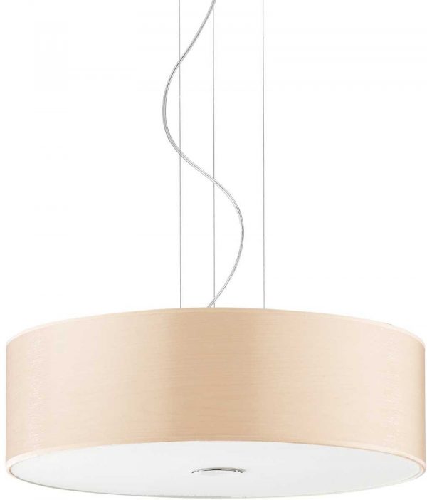 Woody, Pendel lampe, Sp4, glas by Ideal Lux (D: 50 cm. x H: 21 cm., Natur/Krom)