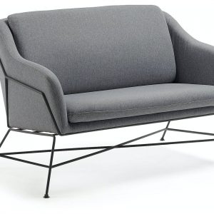 Brida, 2-personers sofa, moderne, vintage, stof by Kave Home (H: 82 cm. B: 128 cm. L: 73 cm., Mørkegrå/Sort)