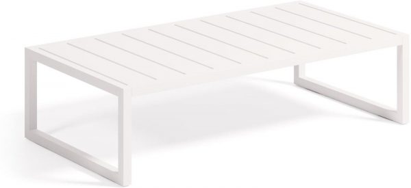 Comova, Udendørs sofabord, moderne, nordisk, metal by Kave Home (H: 30 cm. x B: 114 cm. x L: 60 cm., Hvid)