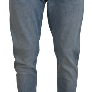 Dolce & Gabbana Blå Slim Fit Bomuld Bukser & Jeans
