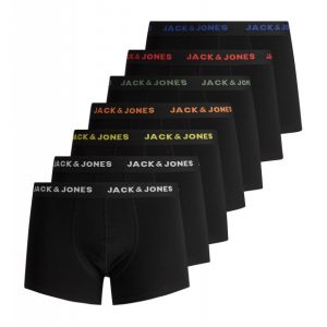 Jack & Jones 7pak boxershorts med forskellig farvet logo i sort til herre