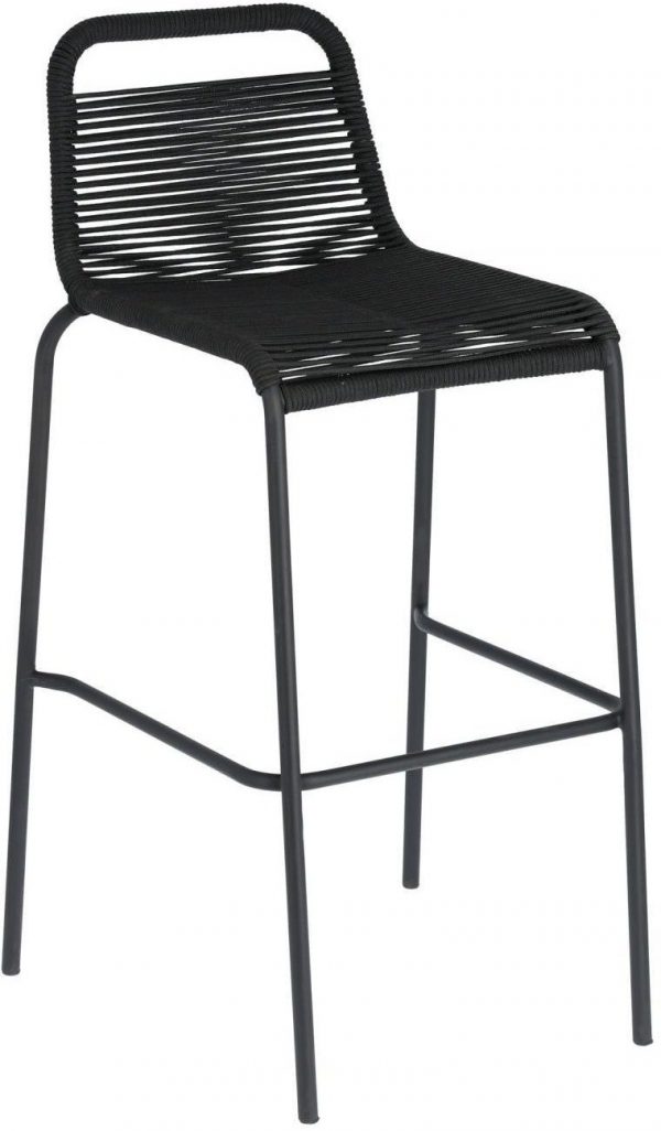 Lambton, Udendørs barstol by Kave Home (H: 100 cm. x B: 53 cm. x L: 53 cm., Sort)