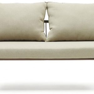 Salguer, Udendørs 2-personers sofa, vintage, metal by Kave Home (H: 64 cm. x B: 135 cm. x L: 70 cm., Brun/Beige/Grøn)