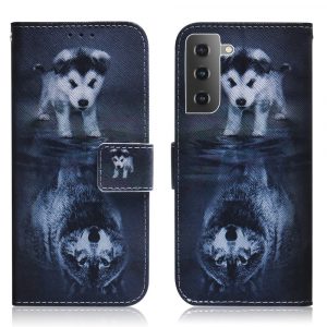 Samsung Galaxy S22 Plus 5G - Læder cover / pung - Printet Design - Hund & Ulv