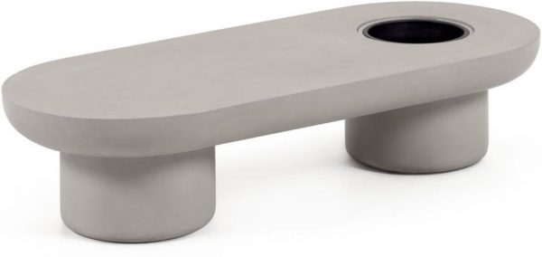 Taimi, Udendørs sofabord, moderne, nordisk, cement by Kave Home (H: 30 cm. x B: 60 cm. x L: 140 cm., Natur)