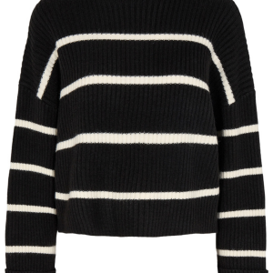 CoÂ´Couture Row Stripe Box Crop Knit, Farve: Sort, Størrelse: XS, Dame