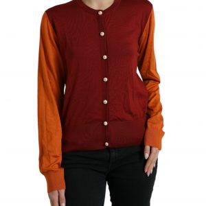 Dolce & Gabbana Multicolor Cardigan Color Block Silk Crewneck Sweater