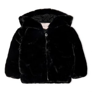 Malou faux fur hood jakke - BLACK - 80