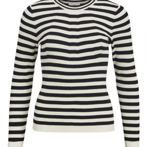 Object - Nicia LS O-Neck Pullover - Sort Råhvid