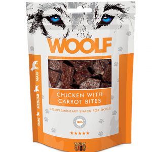 Qpet - Woolf Kyllinge Bites med Gulerod 100g Hundegodbidder - Dog Treats
