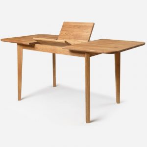 Spisebord 120-160 cm med udtræk i egetræ - Lys egetræ