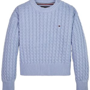 Tommy Hilfiger Bluse - Strik - Cable Sweater - Pearly Blue