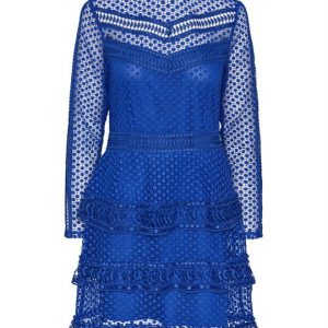 Y.A.S - Alberta LS New Lace Dress - Blå