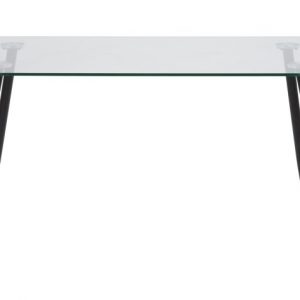 ACT NORDIC Wilma spisebord - Klar/sort glas, m. glasplade og sorte ben, rektangulær, inkl plastik fodsko, (75x140x80)