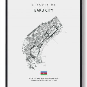 Baku City Circuit - Formel 1 lys plakat (Størrelse: S - 21x29,7cm (A4))