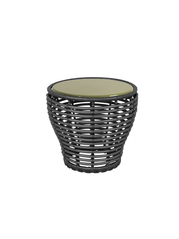 Basket Sofabord fra Cane-line (Lille - H45 x Ø50 cm, Graphite/Glazed lava green)