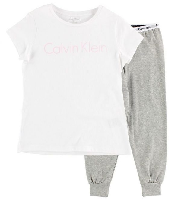 Calvin Klein Nattøj - Hvid/Gråmeleret m. Logo