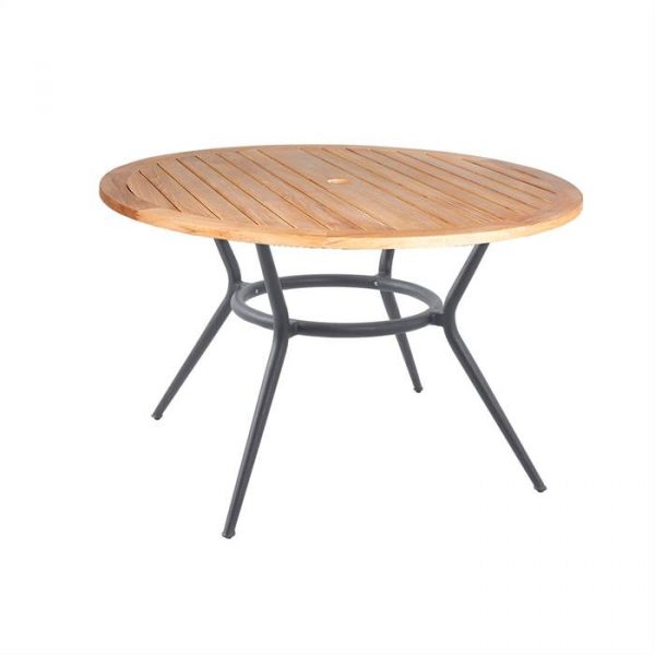 Cane-Line Joy spisebord - Rundt - Ø120 - Teaktræ - Stel: Lysegrå