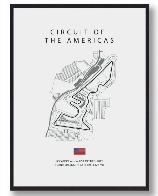 Circuit of The Americas - Formel 1 lys plakat (Størrelse: S - 21x29,7cm (A4))