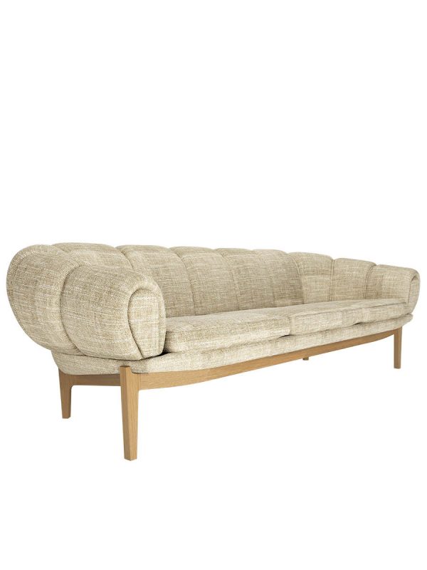 Croissant sofa 3-seater fabric fra Gubi (Prisgruppe 1, Massiv olieret egetræ)