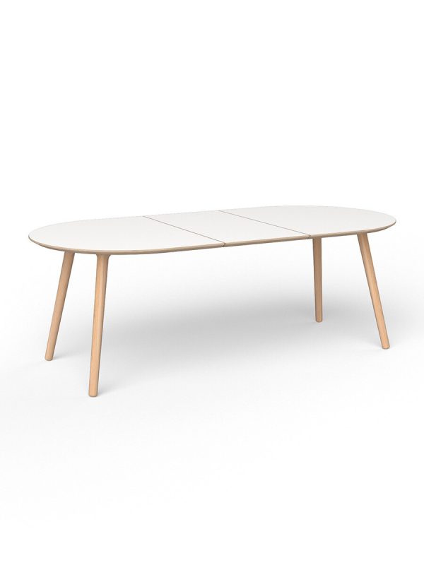EAT Oval Spisebord, 160 x 100 cm med 1 tillægsplade fra VIA Copenhagen (Laminat / White, Oak White Oil)