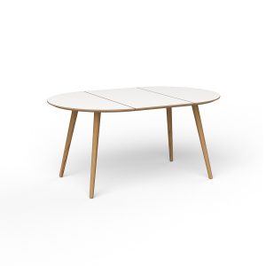 EAT Spisebord, Ø 100 cm med 1 tillægsplade fra VIA Copenhagen (Laminat / White, Oak Oil)