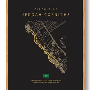 Jeddah Corniche - Formel 1 mørk plakat (Størrelse: S - 21x29,7cm (A4))
