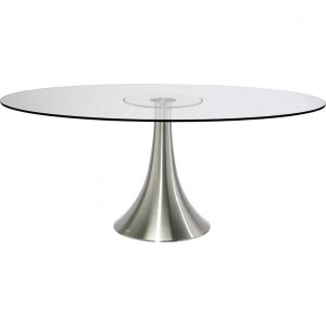 KARE DESIGN Grande Possibilita spisebord, oval - klar glas og børstet aluminium (180x120)